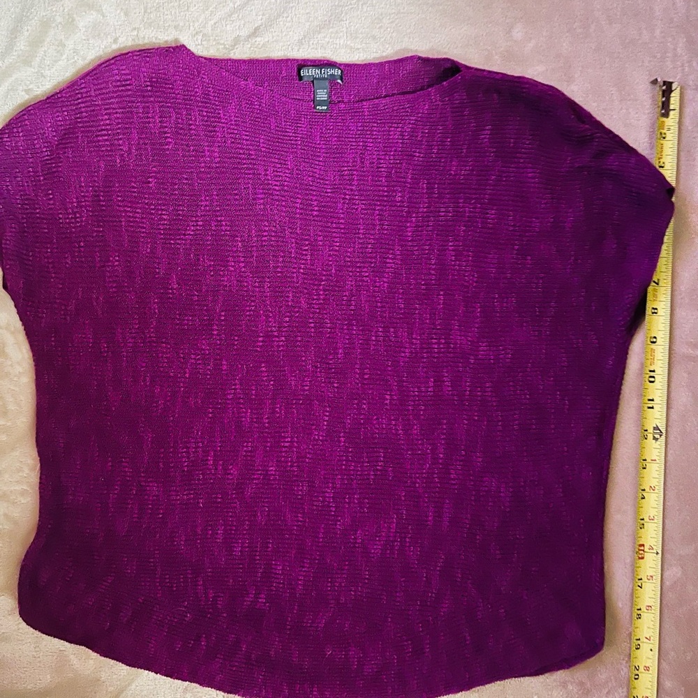 COPY - Eileen Fisher purple linen horizontal ribbed linen top